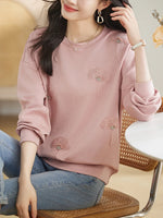 Load image into Gallery viewer, White Pink Elegant Embroidered Beaded Sweatshirts Women Autumn Winter Loose Casual Y2K Oversized Pullovers Female 2023 New In  Amaijoin
