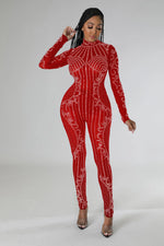 Load image into Gallery viewer, Perspective Hot Diamond Long Sleeve Party Nightclub Jumpsuit  Amaijoin
