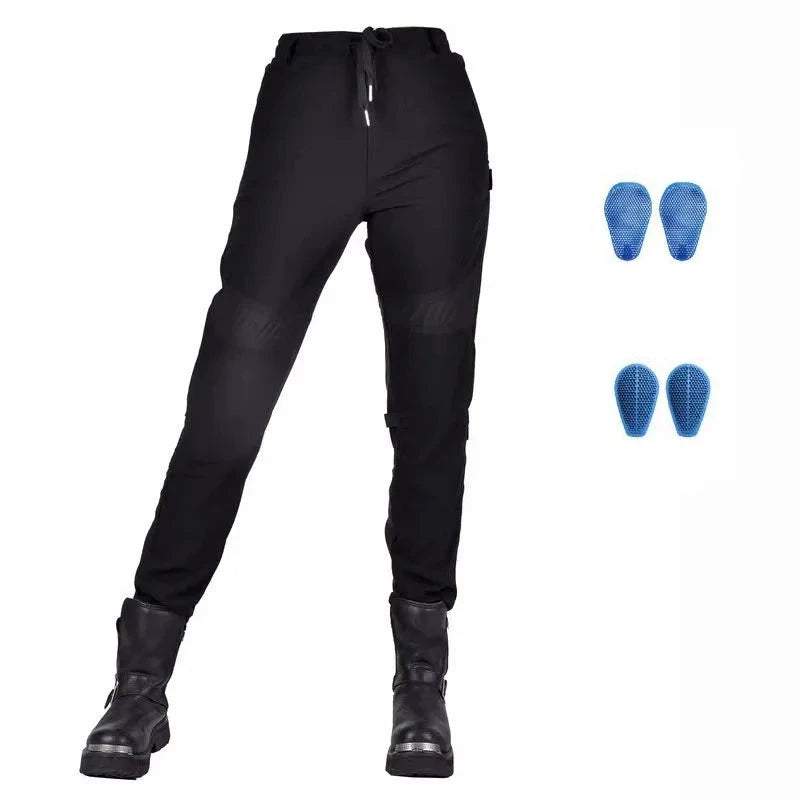 Female Knight Elastic Breathable Motorcycle Women Jeans High Waist Sexy Racing Road Rider Summer Riding Casual Fashion Pants  Amaijoin