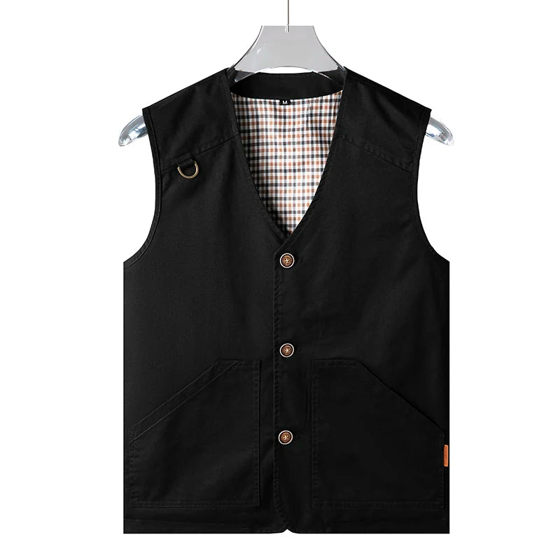 New Summer Waistcoat Cotton Pockets Vest Sleeveless Jacket Plus Size 6XL 7XL 8XL Large Male Travel Coat Spring Tactical Clothing  Amaijoin