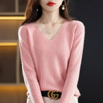 Load image into Gallery viewer, Women Sweater Long Sleeve Top Knitted Pullover V-Neck Fashion Sweater Woman Winter 2022 Basic Female Clothing Soild OL Sweaters  Amaijoin
