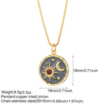 Load image into Gallery viewer, Boho Heart Evil Blue Eye Necklace for Women Collares Cute Sun Butterfly Gold Color Pendant Long Stainless Steel Chains Choker  Amaijoin
