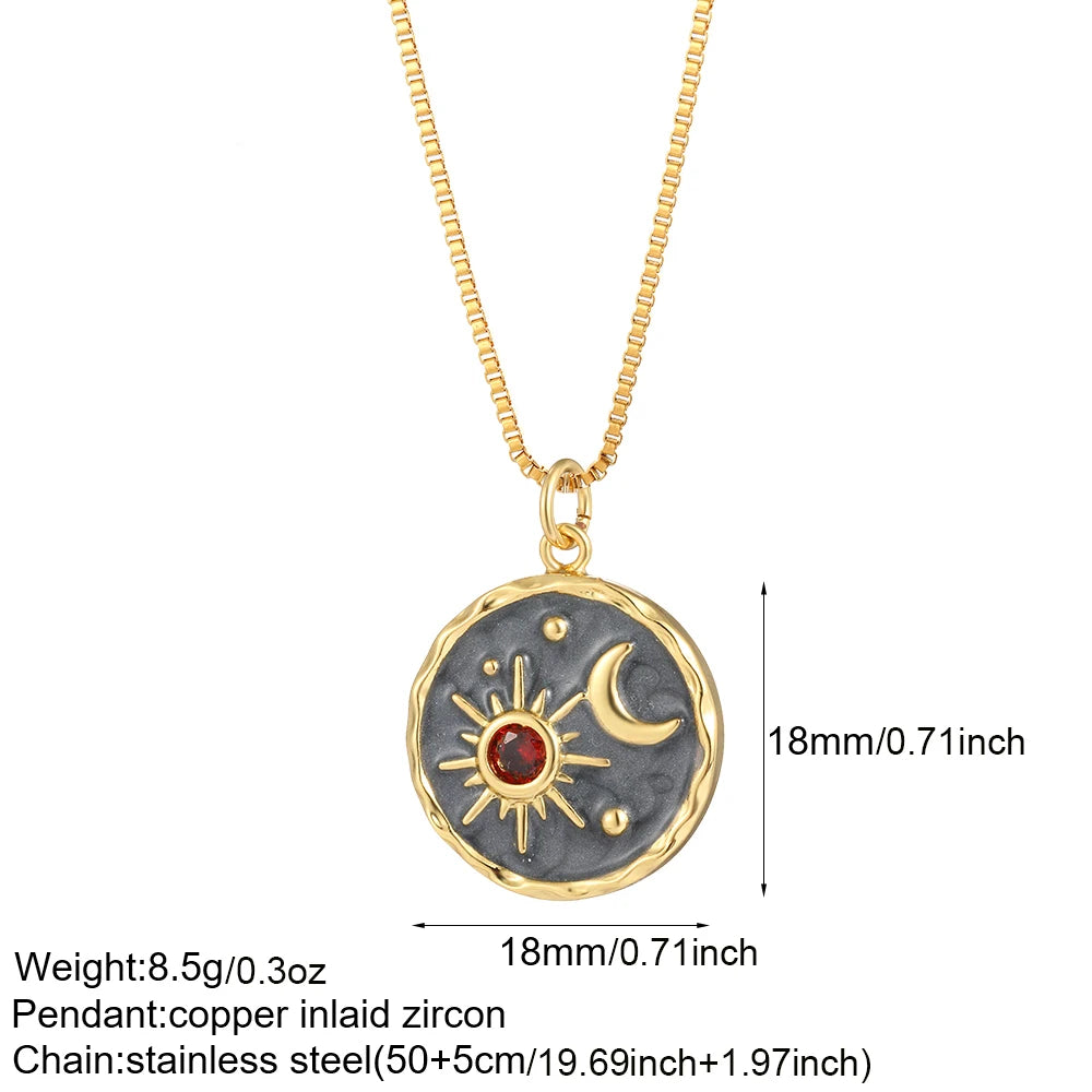 Boho Heart Evil Blue Eye Necklace for Women Collares Cute Sun Butterfly Gold Color Pendant Long Stainless Steel Chains Choker  Amaijoin