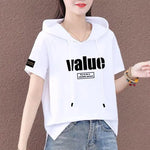 Load image into Gallery viewer, Short Sleeve Summer Thin White T-shirt Women Casual Fashion Top Loose Style Polyester Fabric Cartoon Design  Amaijoin
