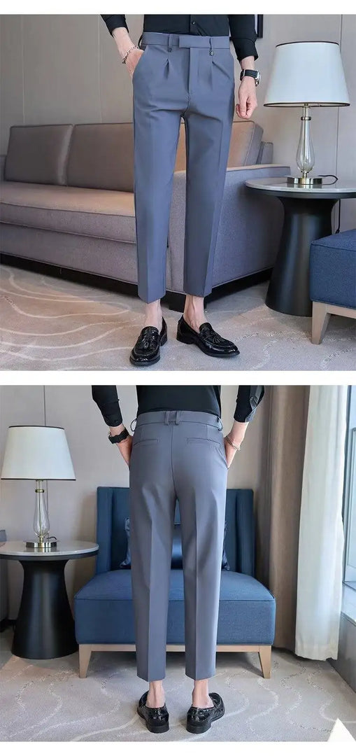 2024 Spring Summer Suit Pants Men Slim Fit Casual Business Dress Pnats Ankle Length Office Social Trousers Men Clothing 28-38  Amaijoin