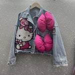 Load image into Gallery viewer, MINISO Hello Kitty Cartoon Denim Jacket Women Spring Autumn Sanrio Anime 2024 New Fashionable Coat  Amaijoin
