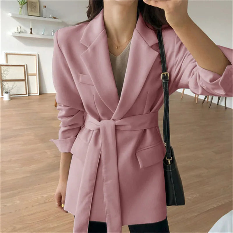 Personalized fashion spring and fall blazer Waist tie blazer spring and autumn blazer  Amaijoin