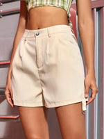 Load image into Gallery viewer, Women Fashion Shorts Street Solid Slant Pockets Fold Pleated Cargo Shorts Ladies Casual Vacation Wear  Amaijoin
