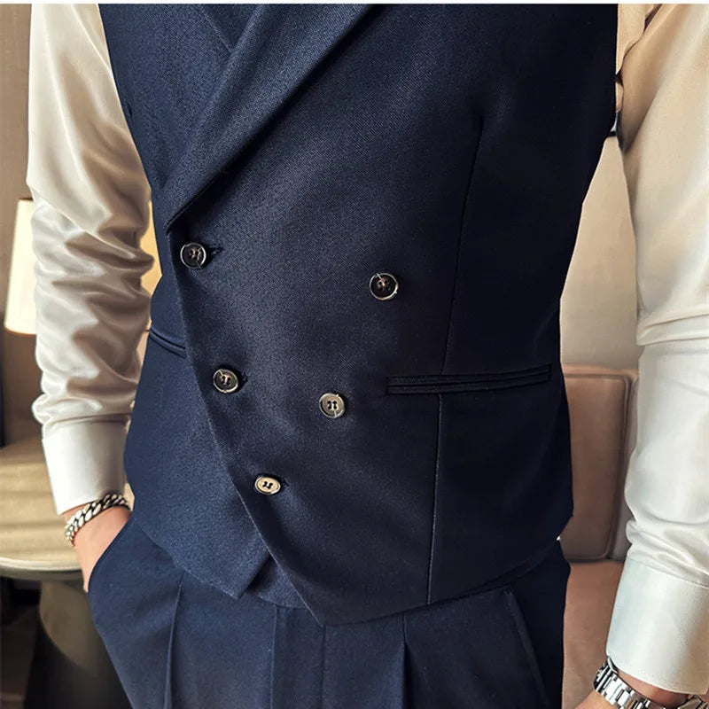 2023 Brand Clothing Men Spring High Quality Double Breasted Blazers Vest/Male Slim Fit Casual Suit Vest Sizing Up S-4XL  Amaijoin