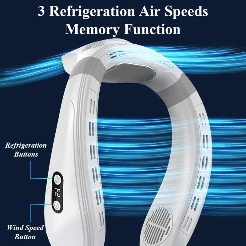 New Neck Air Conditioner Portable Neck Fan Rechargeable Semiconductor Cooling Bladeless Fan Outdoor Personal Fan Wearable Cooler  Amaijoin