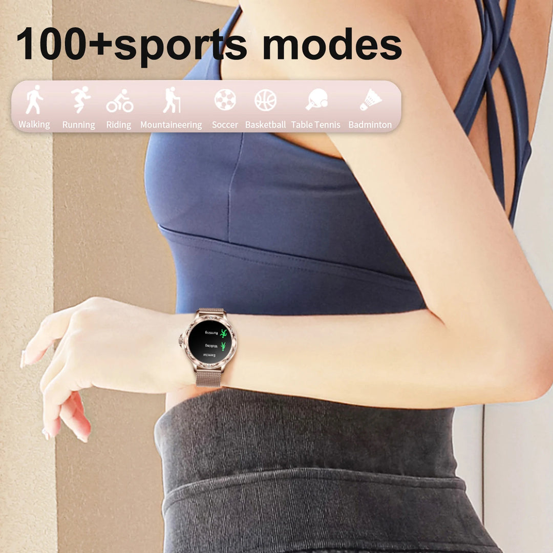 Fashion Bluetooth Call Smart Watch For Women 100+ Sports Modes Fitness Tracker Camera Music Control IP67 Waterproof Smartwatch  Amaijoin