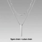 Load image into Gallery viewer, Vnox 3D Vertical Bar Necklaces for Men, Layering Stainless Steel Geometric Pendant, Layered Wheat Rope Cuban Chain, Boy Collar  Amaijoin
