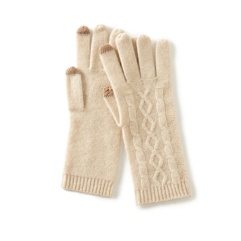 Winter High-Quality Cashmere Touch Screen Gloves Women Soft Warm Stretch Knit Mittens Full Finger Guantes Female Crochet Luvas  Amaijoin