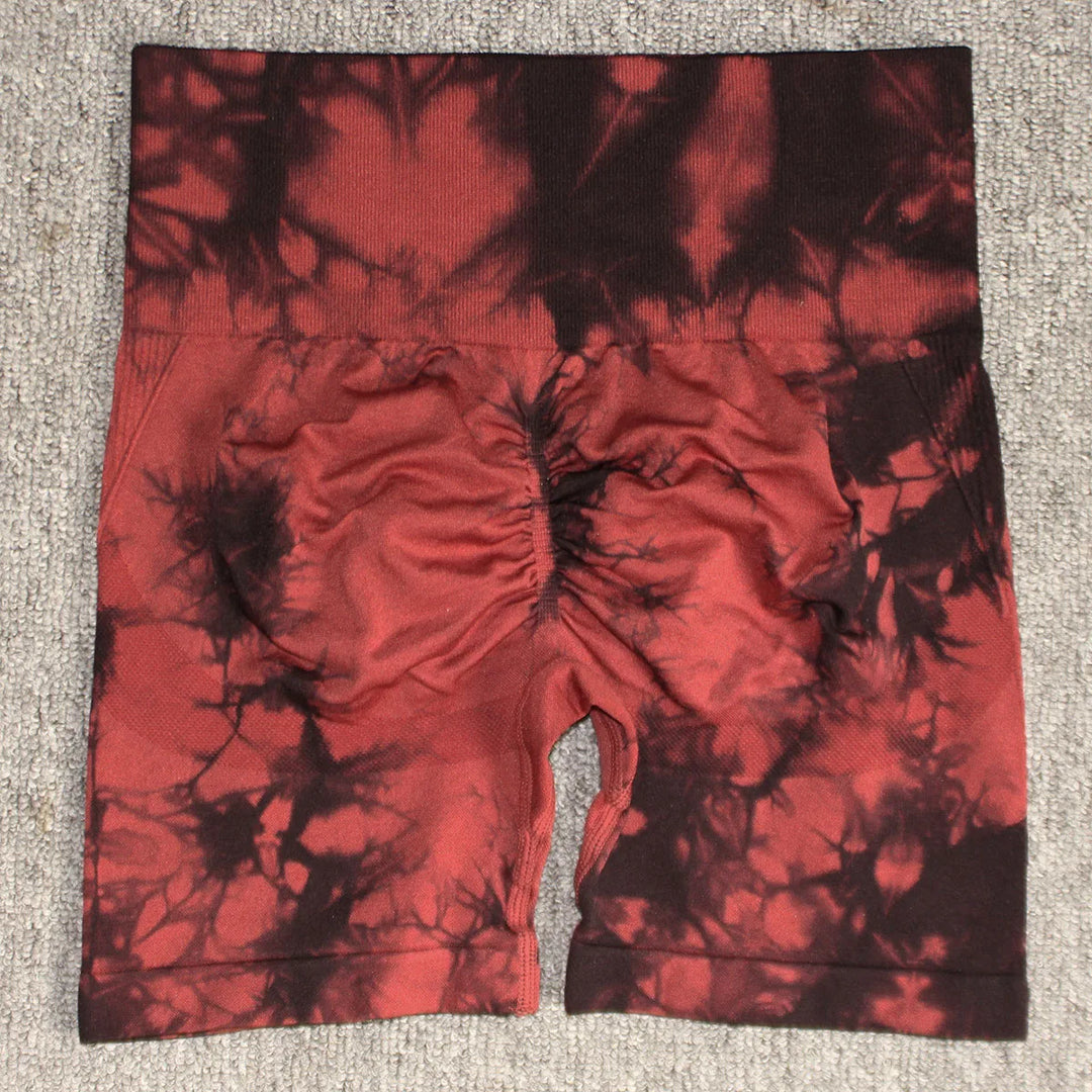 Seamless Tie Dye Sport Shorts For Women Summer Elastic Scrunch High Waist Push Up Tummy Control Gym Fitness Workout Yoga Shorts  Amaijoin