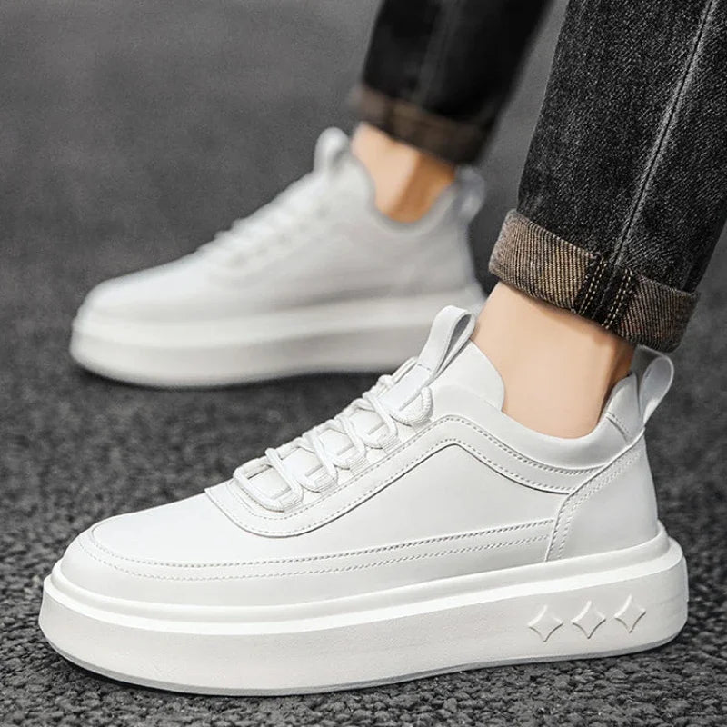 High Quality Men Sports Shoes Pu Leather Platform Casual Shoes for Men Fashion Comfortable Tennis Shoe Male Vulcanized Shoes  Amaijoin