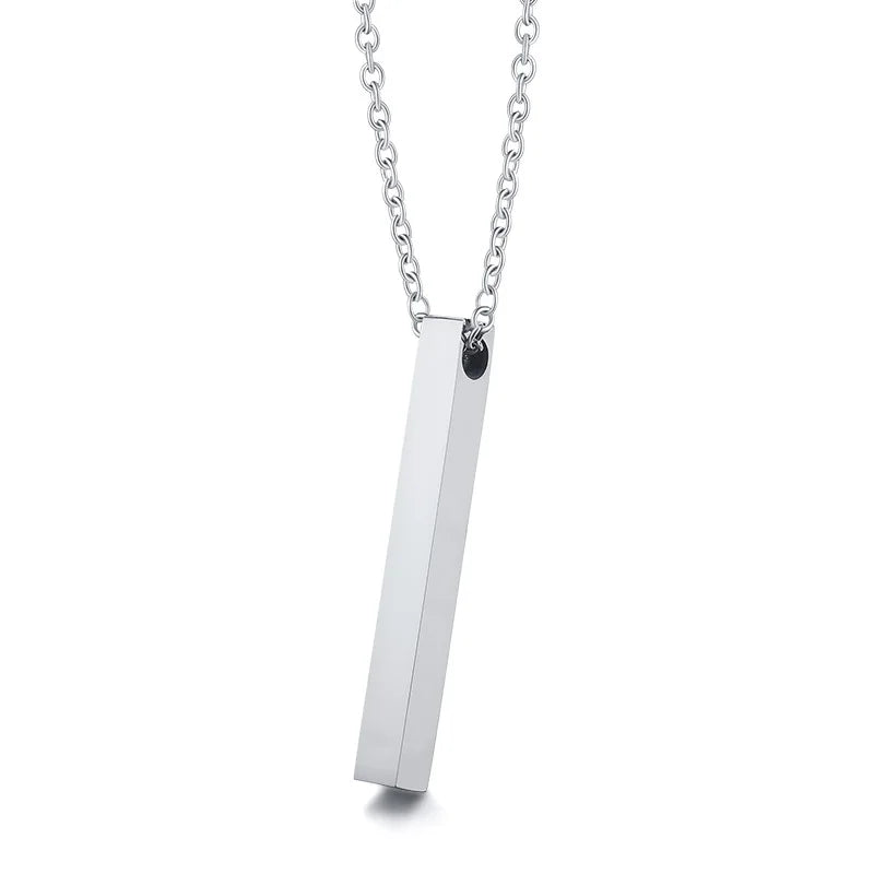 Vnox 3D Vertical Bar Necklaces for Men, Layering Stainless Steel Geometric Pendant, Layered Wheat Rope Cuban Chain, Boy Collar  Amaijoin