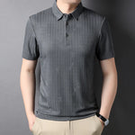 Carregue a imagem no visualizador da Galeria, New Men&#39;s Plaid Badge Short Sleeved POLO Shirt Summer Casual Top  Amaijoin
