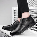 Carregue a imagem no visualizador da Galeria, New Designer Genuine Leather Men Casual Boots Black Cow Leather Men&#39;s Shoes Luxury Trend Chelsea Boots Winter Sonw Shoes Man  Amaijoin
