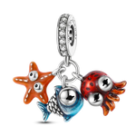 Carregue a imagem no visualizador da Galeria, Octopus Dolphin Crab Starfish Turtle Shell Ocean Mermaid Scallops Anchor cruise ship Charms 925 Silver For Original Jewelry Gift  Amaijoin
