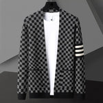 Load image into Gallery viewer, High end brand  plaid knitted men&#39;s cardigan 2023spring and autumn new fashion stripe Korean casual pocket shawl sweater coat  Amaijoin
