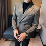 Load image into Gallery viewer, 2023 Autumn Winter Suede Blazers Men Double-breasted Buttons Casual Business Suit Jacket Streetwear Social Blazer Masculino  Amaijoin
