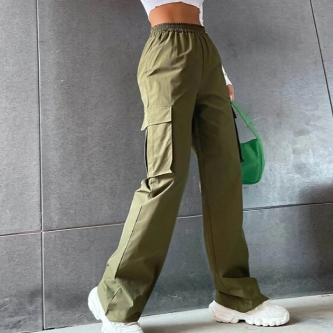 Womens Cargo Pants Elastic High Waist Wide Leg Trousers Straight Leg Joggers Outfits Baggy Wide Leg Sweatpants Oversized Pants  Amaijoin