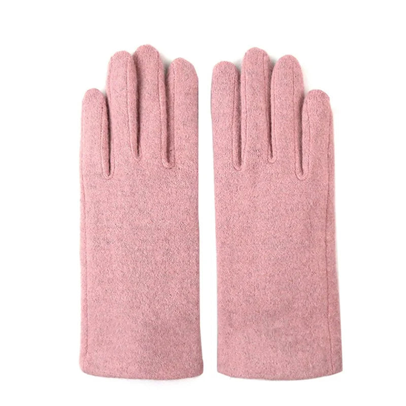 Women Autumn Winter Cashmere Wool Knit Plush Thick Warm Glove Outdoor Sports Embroidered Touch Screen Cycling Driving Mitten K42  Amaijoin