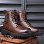 Load image into Gallery viewer, Designer&#39;s New Men&#39;s Workwear Boots Handsome Motorcycle Boots Thick Sole Mountaineering Boots Men&#39;s Genuine Leather Short Boots  Amaijoin
