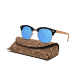 Load image into Gallery viewer, Kenbo Half Frame Polarized Wood Sunglasses With Case Man Woman Luxury Brand Designer Sun Glasses Male Retro Rivet Mirror Eyewear  Amaijoin
