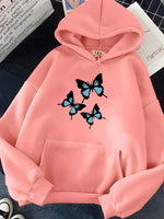 Load image into Gallery viewer, Hirsionsan Butterflies Print Women Sweatshirt Soft Casual Loose Female Hoodies 2023 Winter New Warm Fleece Tops for Girls  Amaijoin
