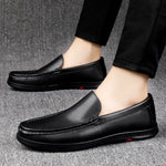 Load image into Gallery viewer, 2023 Men Black Hollowed Out Leather Shoes Brand Summer Genuine Leather Mens Loafers Moccasins  Breathable Slip on Driving Shoes  Amaijoin
