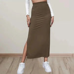 Load image into Gallery viewer, Women Long Skirts High Waist Bodycon Skirt Women Solid Split Pink Skirt Autumn Winter Streetwear Straight Black Midi Skirt  Amaijoin
