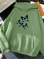 Load image into Gallery viewer, Hirsionsan Butterflies Print Women Sweatshirt Soft Casual Loose Female Hoodies 2023 Winter New Warm Fleece Tops for Girls  Amaijoin
