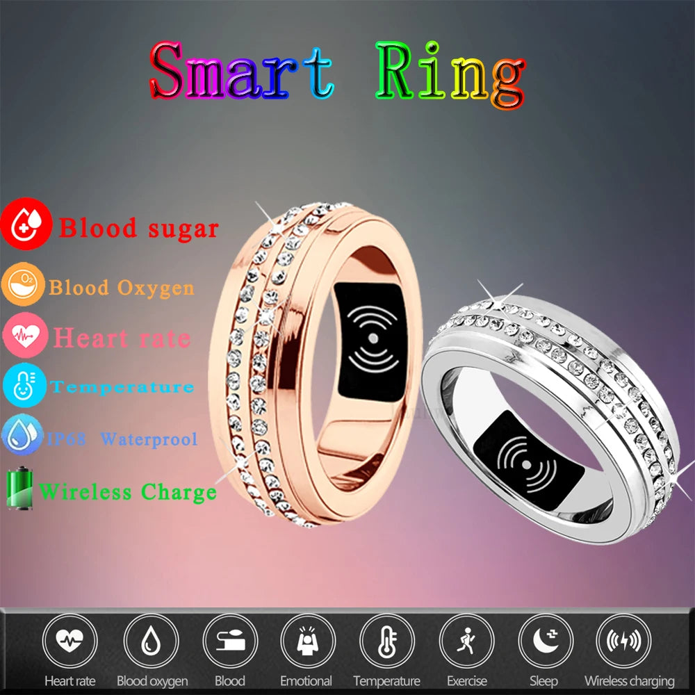 2024 New Smart Ring Temperature Heart Rate Blood Pressure Blood Oxygen Calories Health Fitness Tracker Smart Rings for Men Women  Amaijoin