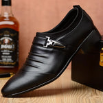 Carregue a imagem no visualizador da Galeria, 2023Classic Men Dress Shoes Slip on Black Leather Shoes for Men Plus Size Point Toe Business Casual Men Formal Shoes for Wedding  Amaijoin
