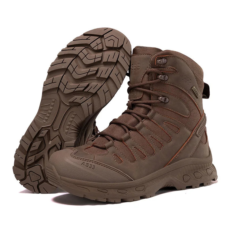 Men's Military Boots Rotating Button Men Desert Tactical Boots Outdoor Combat Boots Wear Resistant Man Winter Boots Hiking Shoes  Amaijoin