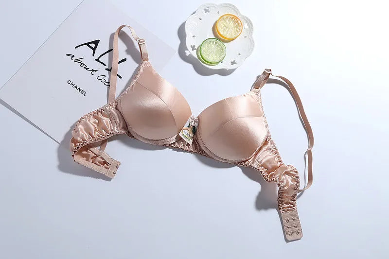 Birdtree 100%Real Silk Double-side Silk Bras Sexy Wire Free Ruched Fashion Sweet Seamless Bras 75 80 38 40 95 AB P3N001QM  Amaijoin