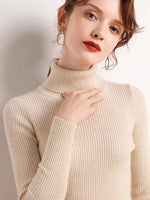 Load image into Gallery viewer, New Turtleneck Jumper Woman Knitted Blouses Fashion Ladies Sweaters Winter Thermal Striped Long Sleeve Autumn Warm Tops Bacis  Amaijoin
