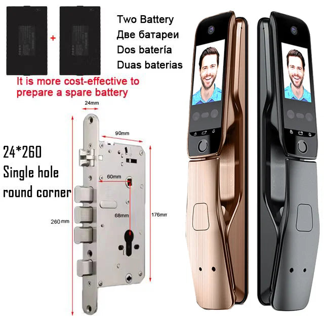 WiFi Tuya APP Voice Intercom Digital Door Lock  High Quanlity 3D Face Recognition Smart Door Lock With Camera  Amaijoin