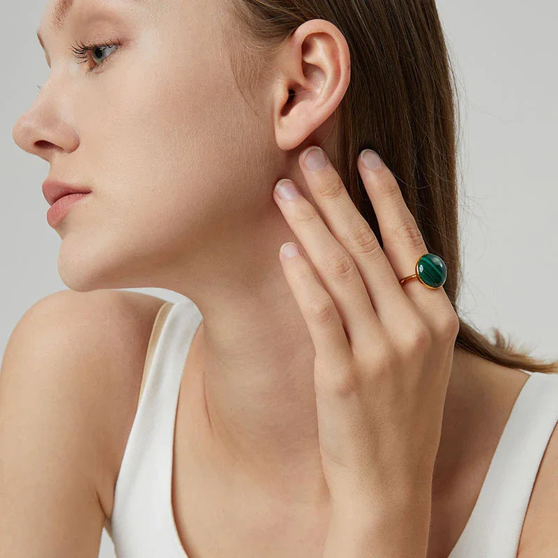 totwoo MEET Malachite Smart Ring(18K gold plated silver),Daily information sharing,A nice gift  Amaijoin