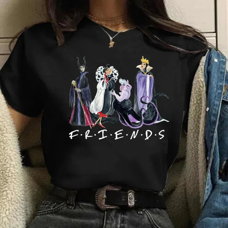 Summer Funny Villains Graphic Print Women Tshirt Harajuku 90s Girl Tees Short Sleeves T Shirts Female Streetwear Tops  Amaijoin