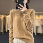 Load image into Gallery viewer, Warm Sweater for Women Wool Soft O-neck Pullover Autumn Winter Casual Knit Top Solid Color Regular Female Knitwear Woolen Woman  Amaijoin
