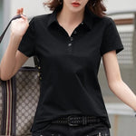 Load image into Gallery viewer, Summer New In Polo Shirt Short Sleeve Cotton Plus Size  Basic T- Shirt Women Button Casual Office Lady Formal Women Tops 2024  Amaijoin
