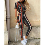 Load image into Gallery viewer, Women&#39;s Monochromatic Belt Workwear Jumpsuit, Casual Pants, Flip Collar, Buckle, European and American, Summer, 2023  Amaijoin
