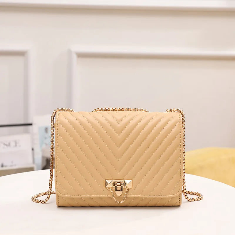 2023 trendy fashion high-end texture diamond pattern embroidered lock chain single shoulder women's bag casual crossbody bag  Amaijoin