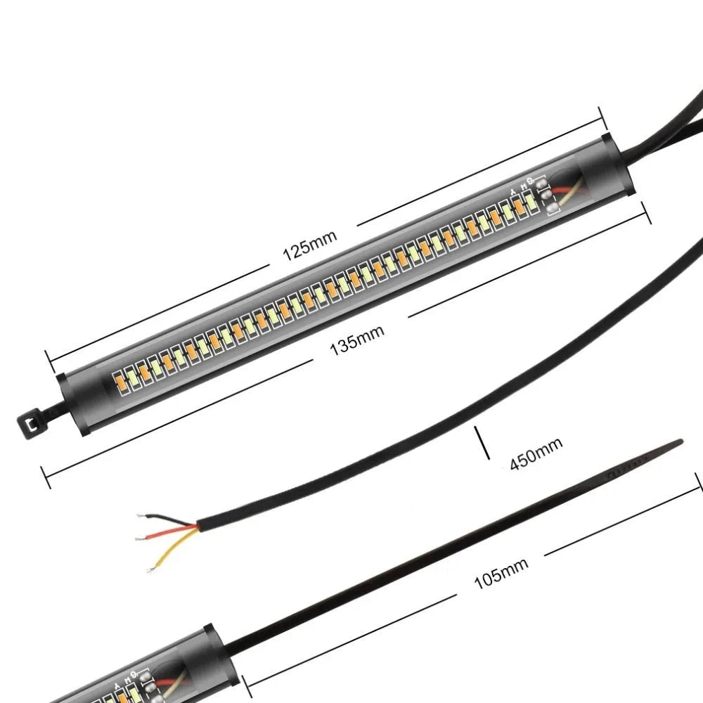 1Pc 12V LED Motorcycle Turn Signal Light & DRL Amber White Moto Flasher Ring Fork Strip Lamp Flashing blinker Universal  Amaijoin