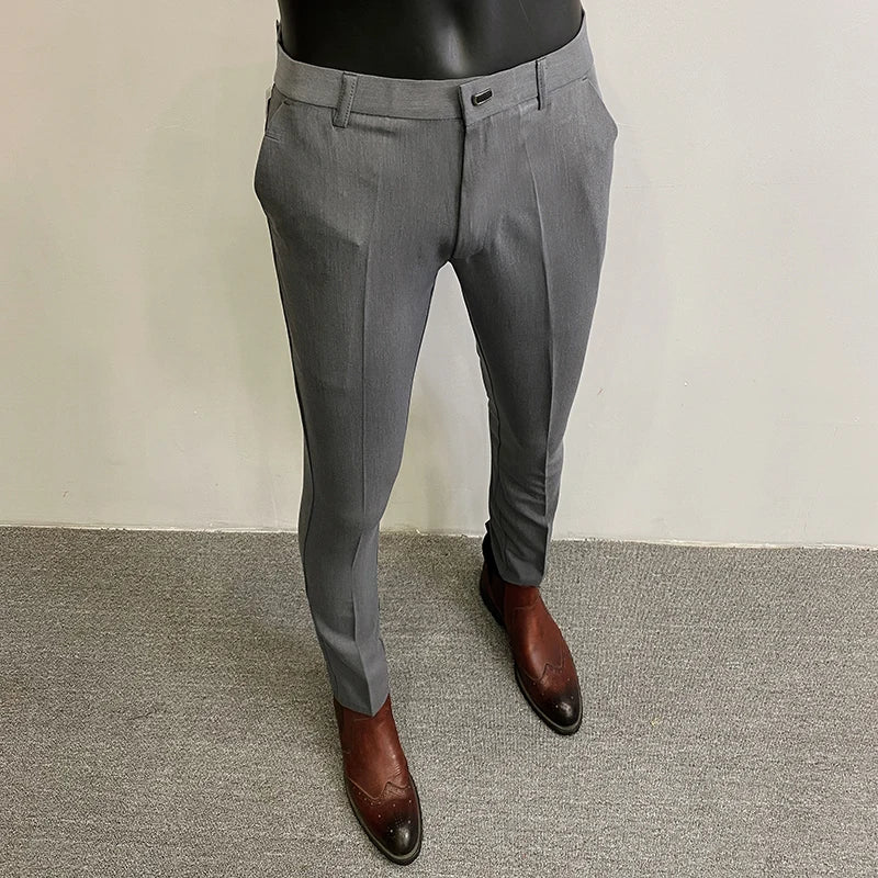 Men Suit Pants Dress Pantalone Hombre Stretch Slim Formal Trousers Calça Masculina Solid Color Casual Pants Fashion Men Clothing  Amaijoin