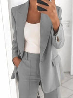 Load image into Gallery viewer, Fashionable Lapel Slim Cardigan Temperament Blazer for Women elegant suit jacket solid color spring autumn coat  Amaijoin
