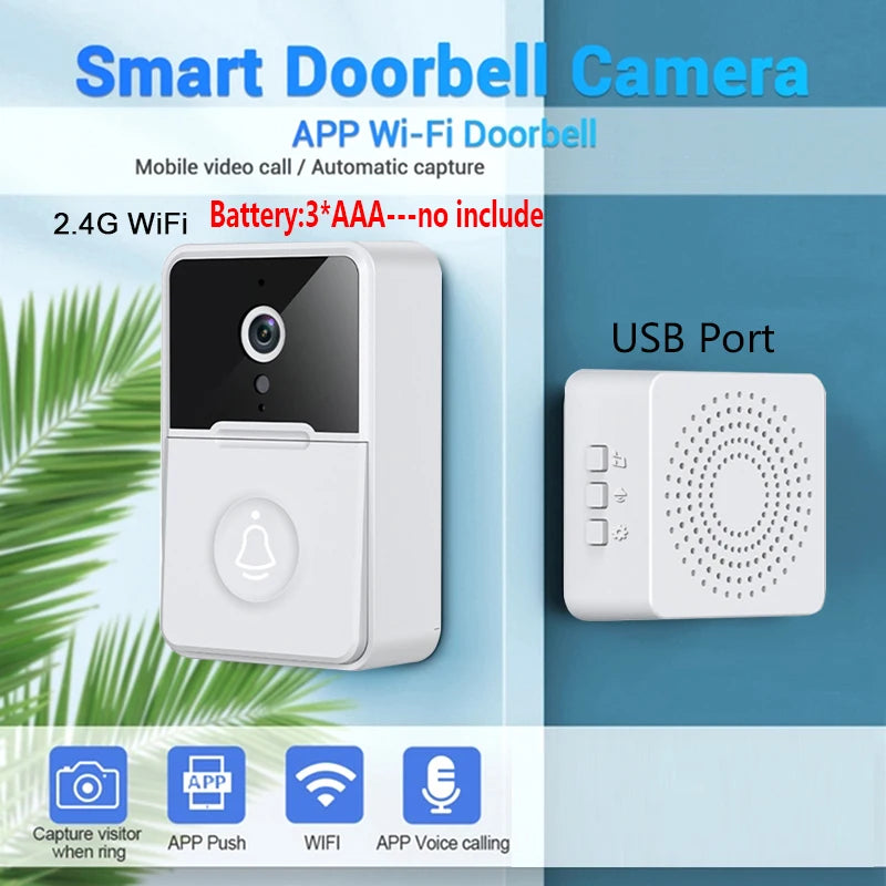 WiFi Video Doorbell Smart Home Door Bell 2.4Ghz Wireless App Remote Language Intercom Rechargeable HD Camera Visual Doorbell  Amaijoin