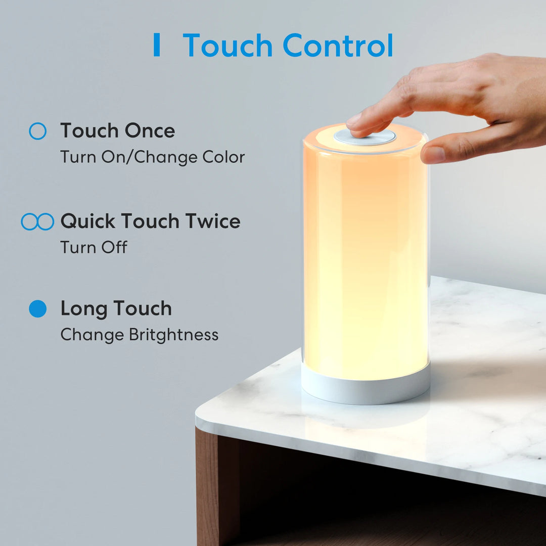 Meross HomeKit Smart Table Lamp RGBWW LED Wi-Fi Night Lamp 6W Touch Sensor Dimmable Bedside Light Support Alexa Google Assistant  Amaijoin